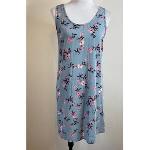 Wallflower Womens Sleeveless Shift Mini Dress Size Large Blue/Pink Flowers